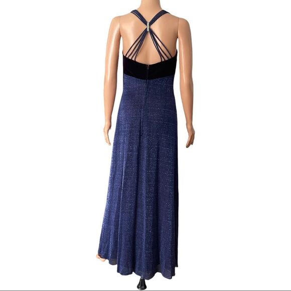 JUMP Apparel Blue Velvet & Metallic Long Gown Sz 6 - Picture 4 of 15